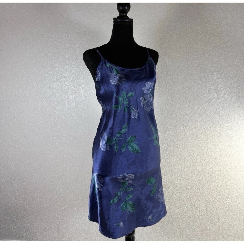 Slip Dress Size Large Blue Floral Lingerie Chemise Fairy Mini Secret Treasure
